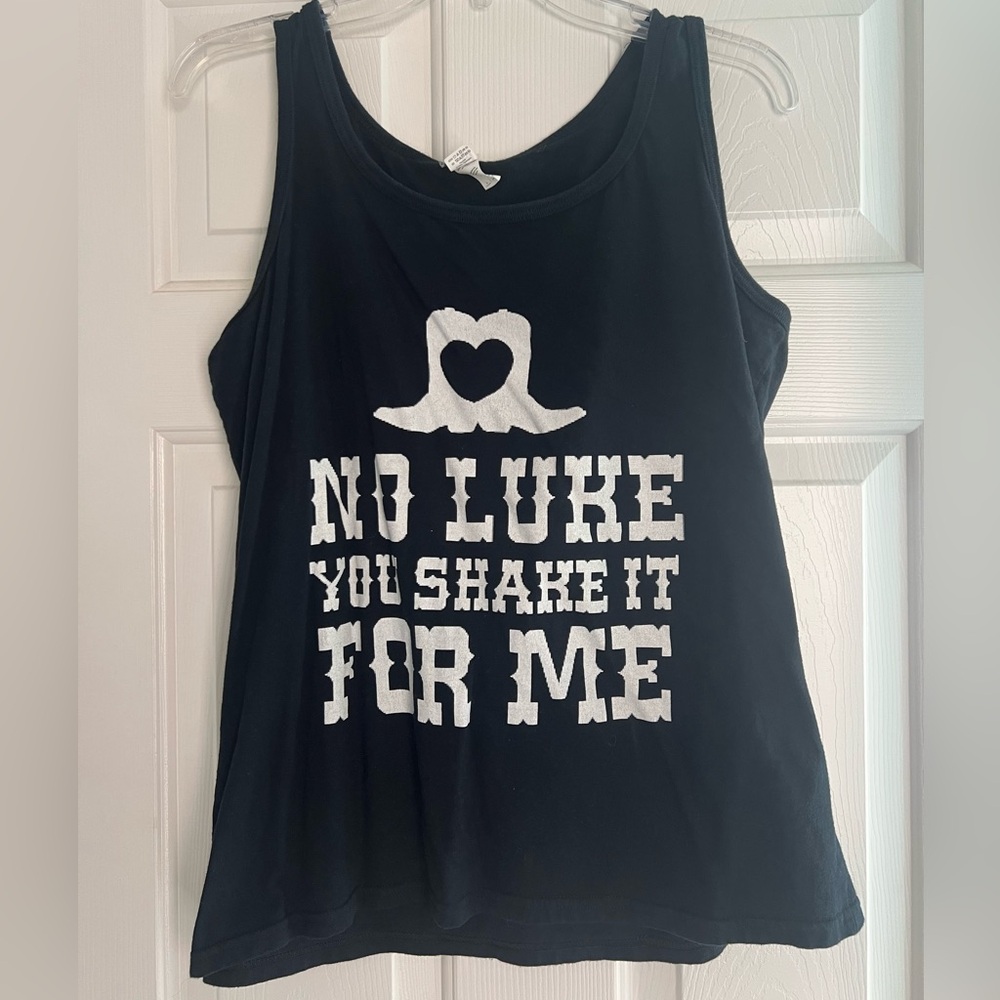 Black Tank Top with White Text